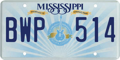 MS license plate BWP514