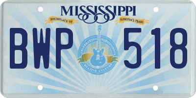 MS license plate BWP518