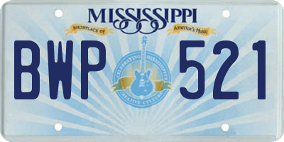 MS license plate BWP521