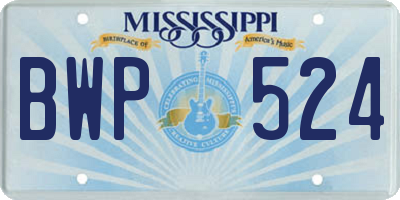 MS license plate BWP524