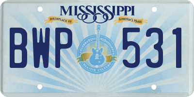 MS license plate BWP531