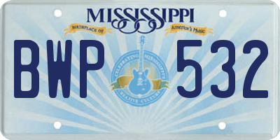 MS license plate BWP532