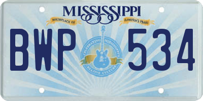 MS license plate BWP534