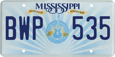 MS license plate BWP535