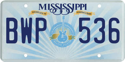 MS license plate BWP536