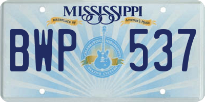 MS license plate BWP537