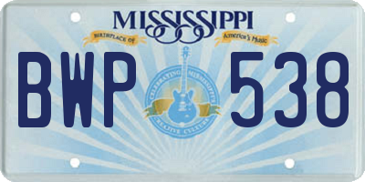 MS license plate BWP538