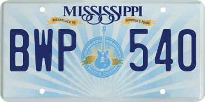 MS license plate BWP540