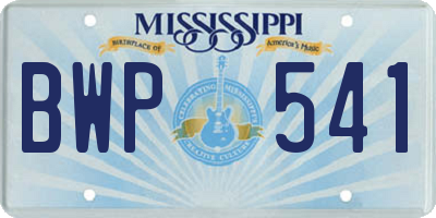 MS license plate BWP541