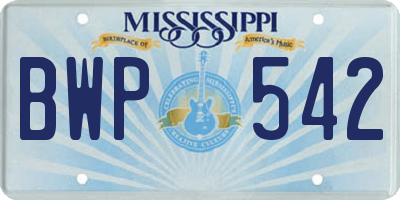MS license plate BWP542