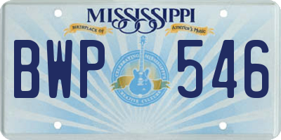 MS license plate BWP546