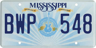 MS license plate BWP548
