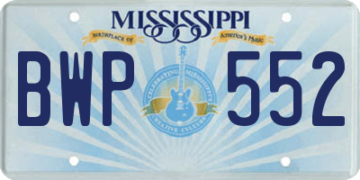 MS license plate BWP552