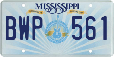MS license plate BWP561