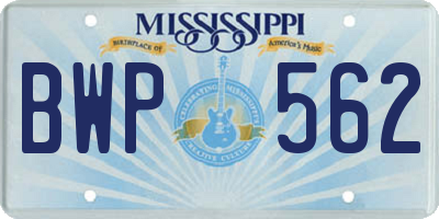 MS license plate BWP562