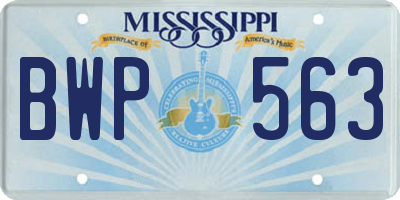 MS license plate BWP563