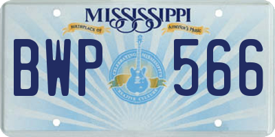 MS license plate BWP566