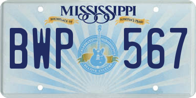 MS license plate BWP567