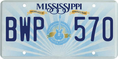 MS license plate BWP570