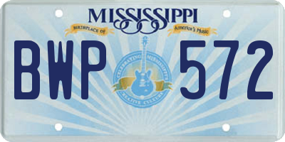 MS license plate BWP572