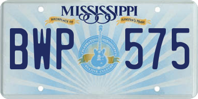MS license plate BWP575