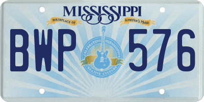 MS license plate BWP576