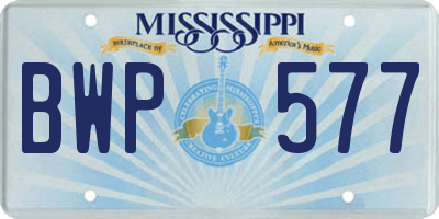 MS license plate BWP577