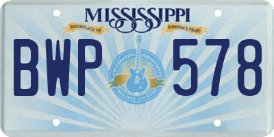 MS license plate BWP578