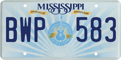 MS license plate BWP583