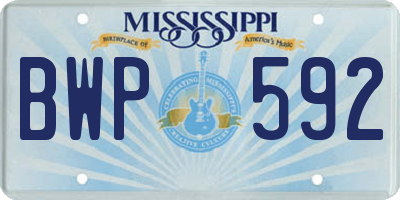 MS license plate BWP592