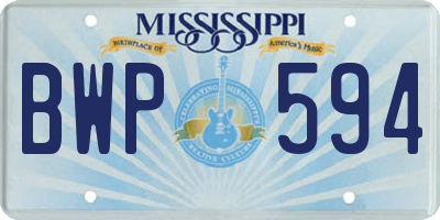 MS license plate BWP594