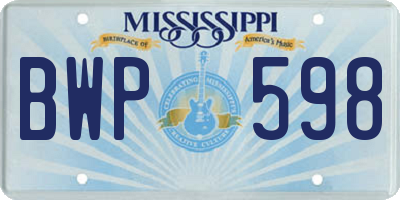 MS license plate BWP598
