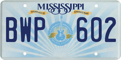 MS license plate BWP602