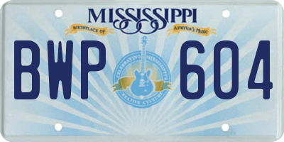 MS license plate BWP604