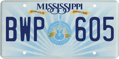 MS license plate BWP605