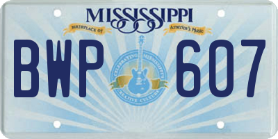 MS license plate BWP607