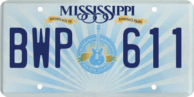 MS license plate BWP611