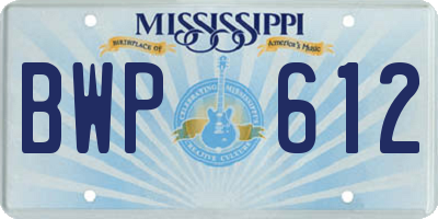 MS license plate BWP612