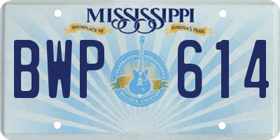 MS license plate BWP614