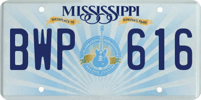 MS license plate BWP616