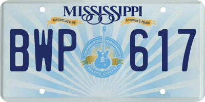 MS license plate BWP617