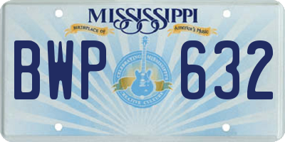 MS license plate BWP632