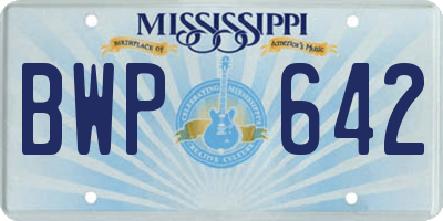 MS license plate BWP642