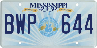 MS license plate BWP644
