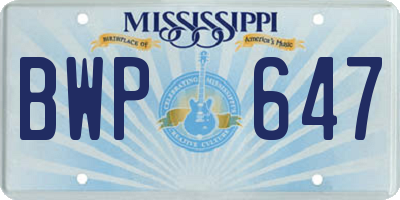 MS license plate BWP647