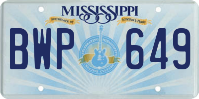 MS license plate BWP649