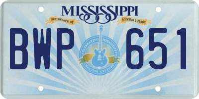 MS license plate BWP651