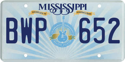 MS license plate BWP652