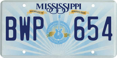 MS license plate BWP654