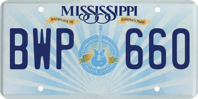 MS license plate BWP660